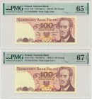 Zestaw, 100 złotych 1986-88 - TB - PMG 65 i PMG 67 EPQ (2 szt.)