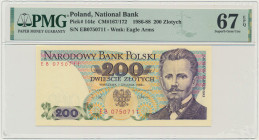 200 złotych 1988 - EB - PMG 67 EPQ - seria przejściowa -