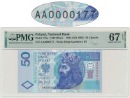 50 złotych 1994 - AA 0000177 - PMG 67 EPQ - niski numer