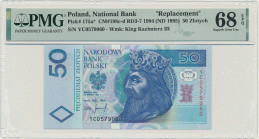 50 złotych 1994 - YC - PMG 68 EPQ - seria zastępcza 2-ga nota