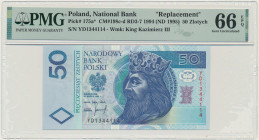 50 złotych 1994 - YD - PMG 66 EPQ - seria zastępcza