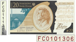 20 złotych 2010 - Fryderyk Chopin - SPEKTAKULARNY BŁĄD NUMERATORA -