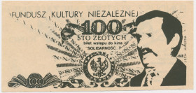Solidarność, cegiełka 100 złotych na Fundusz Kultury Niezależnej - Wałęsa