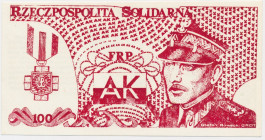 Solidarność, cegiełka 100 złotych 1985 - Rowecki 'Grot' -