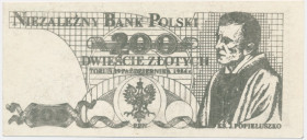 Solidarność, cegiełka 200 złotych 1984 - Popiełuszko -