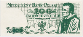 Solidarność, cegiełka 200 złotych 1984 - Popiełuszko -