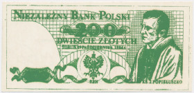 Solidarność, cegiełka 200 złotych 1984 - Popiełuszko -