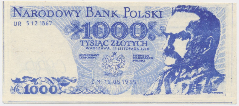 Solidarność, cegiełka 1.000 złotych 1918 - Piłsudski - &nbsp; Nieświeżości rogów...