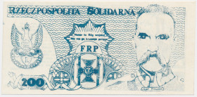 Solidarność, cegiełka 200 złotych 1985 - J. Piłsudski -