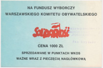 Solidarność, cegiełka 1.000 złotych na Fundusz Wyborczy Warszawskiego Komitetu Obywatelskiego
