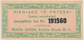 Kraków, Bracia Safier, los na loterię