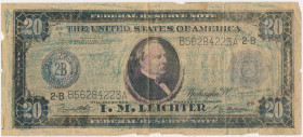 Ulotka wydrukowana w formie banknotu 20 dolarów 1914