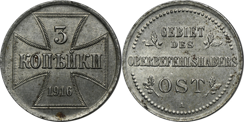 Ost, 3 Kopeck Berlin 1916 A Military issue from 1916 made of iron alloy, letter ...