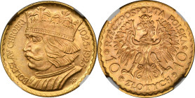 10 złotych 1925 Chrobry - NGC MS64