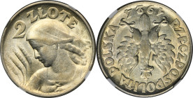 Kobieta i kłosy, 2 złote Filadelfia 1924 - NGC AU55 - ODWROTKA