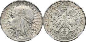 Głowa Kobiety, 5 złotych Warszawa 1933 - NGC MS61