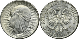 Głowa Kobiety, 5 złotych Warszawa 1933