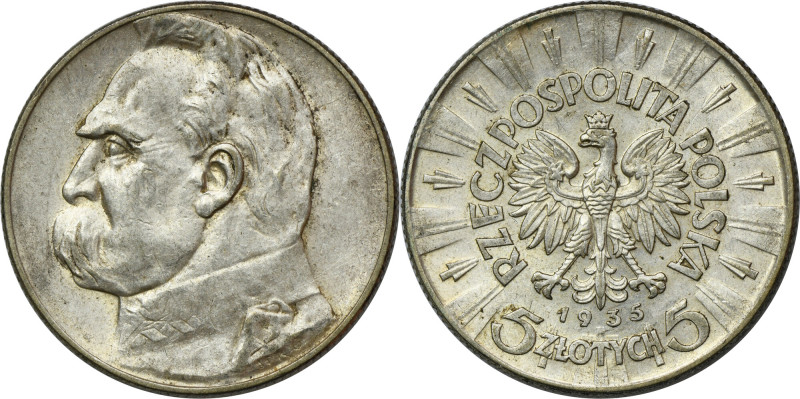 Piłsudski, 5 złotych 1935 Atrakcyjny egzemplarz. 
Reference: Parchimowicz 118b...