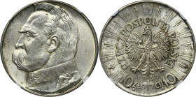 Piłsudski, 10 złotych 1939 - NGC MS62