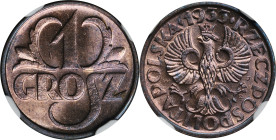 1 grosz 1933 - NGC MS65 RB