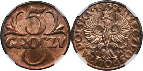 5 groszy 1939 - NGC MS65 RB 2-ga nota