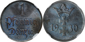 Free City of Danzig, 1 pfennig 1930 - NGC MS62 BN