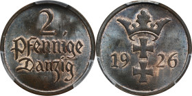 Free City of Danzig, 2 pfennig 1926 - PCGS MS64 BN