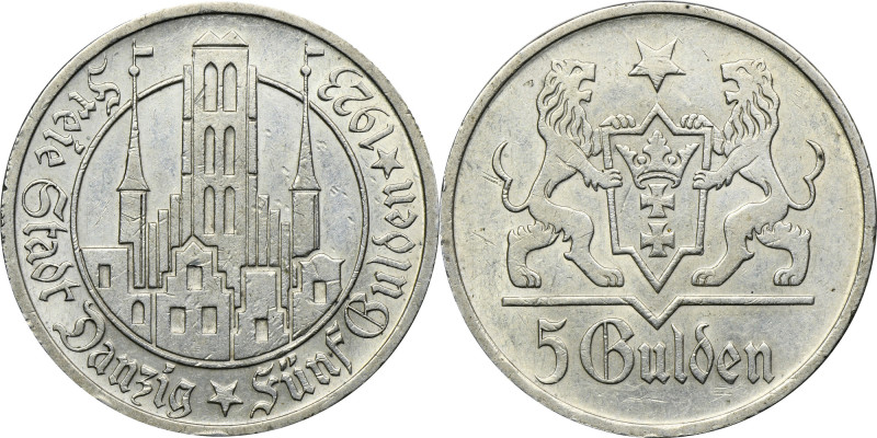 Free City of Danzig, 5 gulden 1923 Attractive coin with plenty of mint luster. Ł...