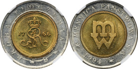 PRÓBA TŁOCZENIA, 5 złotych 1994 B - NGC MS63