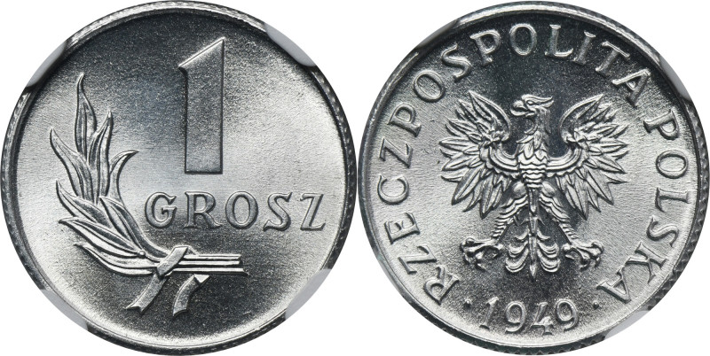 1 grosz 1949 - NGC MS67 Druga najwyższa nota w rejestrze NGC, tylko dwie sztuki ...