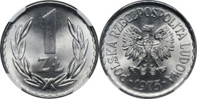 1 złoty 1975 - NGC MS67 - bez znaku mennicy