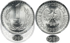1 złoty 1982 - NGC MS66 - RZADKI, wąska data