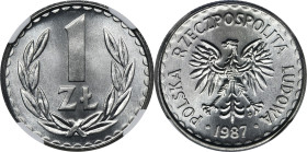 1 złoty 1987 - NGC MS67 2-ga nota