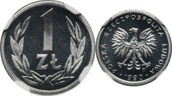 1 złoty 1990 - NGC PF67 CAMEO - LUSTRZANKA 2-ga nota