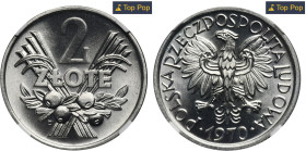 2 złote 1970 Jagody - NGC MS68 - ostry daszek MAX