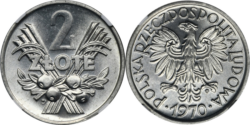 2 złote 1970 Jagody - NGC MS65 - ostry daszek Mennicza moneta. Reference: Parchi...