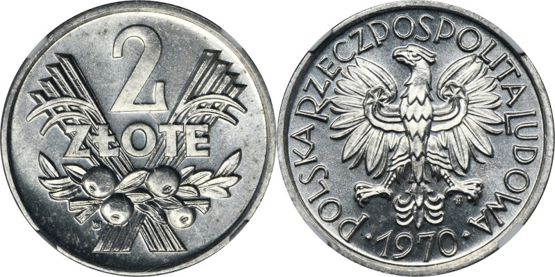 2 złote 1970 Jagody - NGC MS64 Menniczy egzemplarz. 
 
Reference: Parchimowicz...