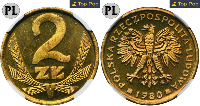 2 złote 1980 - NGC MS65 PROOF LIKE - jak lustrzanka Menniczy egzemplarz wybity ś...