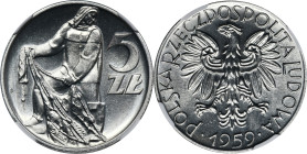 5 złotych 1959 Rybak - NGC MS65