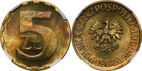 5 złotych 1981 - NGC PF65 - LUSTRZANKA