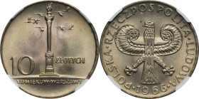 10 złotych 1966 Mała Kolumna - NGC MS65 - znakomita nota 2-ga nota