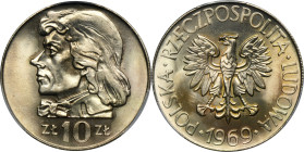 10 złotych 1969 Kościuszko - PCGS MS68 - OKAZOWY 2-ga nota
