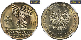10 złotych 1971 50 rocznica Powstania Śląskiego - NGC MS67 MAX