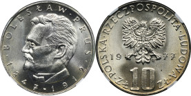 10 złotych 1977 Bolesław Prus - NGC MS67 2-ga nota