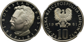 10 złotych 1981 Bolesław Prus - NGC PF69 ULTRA CAMEO - LUSTRZANKA 2-ga nota
