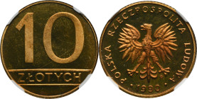 10 złotych 1990 - NGC PF65 CAMEO - LUSTRZANKA