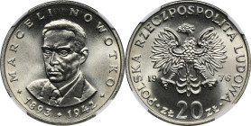 20 złotych 1976 Nowotko - NGC MS67 - bez znaku 2-ga nota