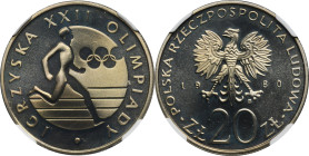 20 złotych 1980 Olimpiada Moskwa - NGC PF67 CAMEO - LUSTRZANKA 2-ga nota