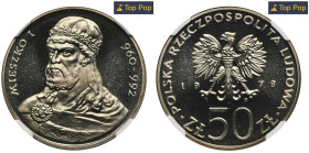 50 złotych 1979 Mieszko I - NGC PF68 CAMEO - LUSTRZANKA MAX