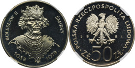 50 złotych 1981 Bolesław II Śmiały - NGC PF68 ULTRA CAMEO - LUSTRZANKA 2-ga nota